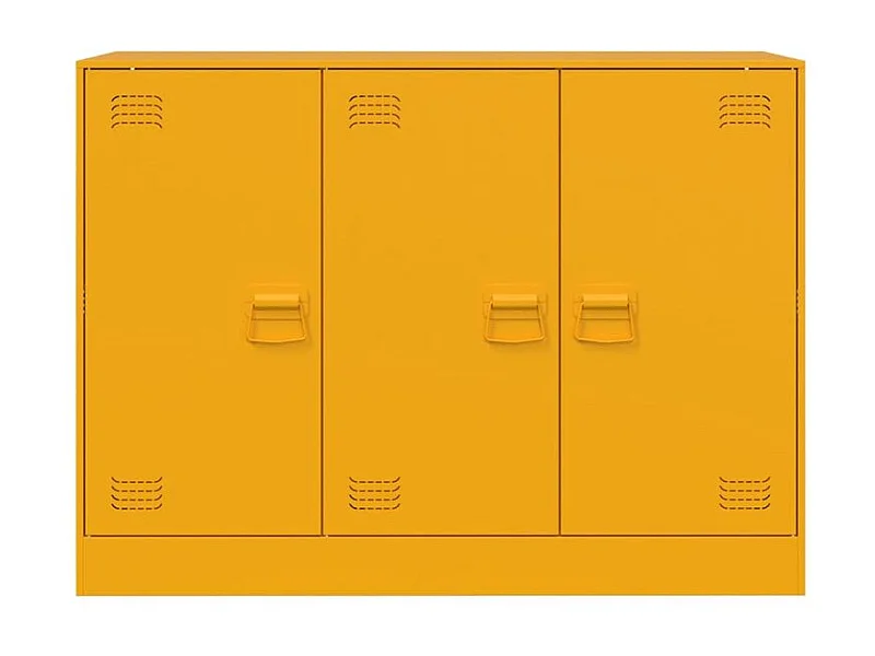 Meuble de rangement 3 portes en acier Lazard 99cm - Style Industriel-Couleur Jaune curry