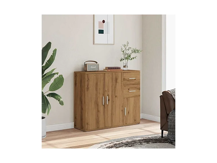 Buffet chêne artisanal 91x29,5x75 bois d'ingénierie