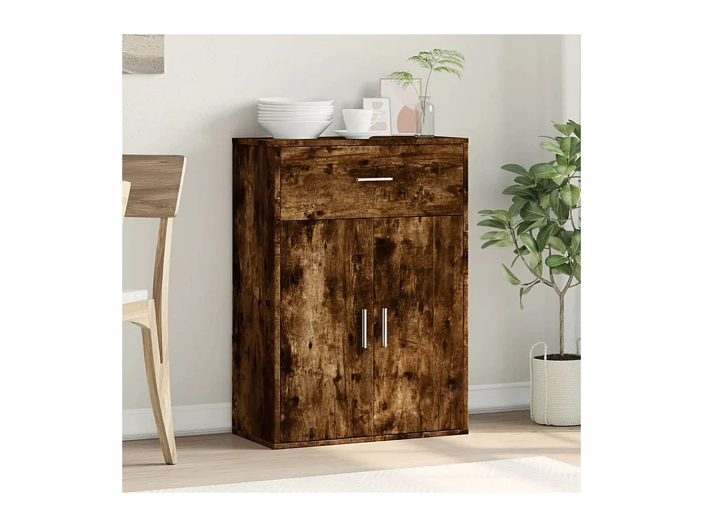 Buffet chêne fumé 60x30x84 bois d'ingénierie