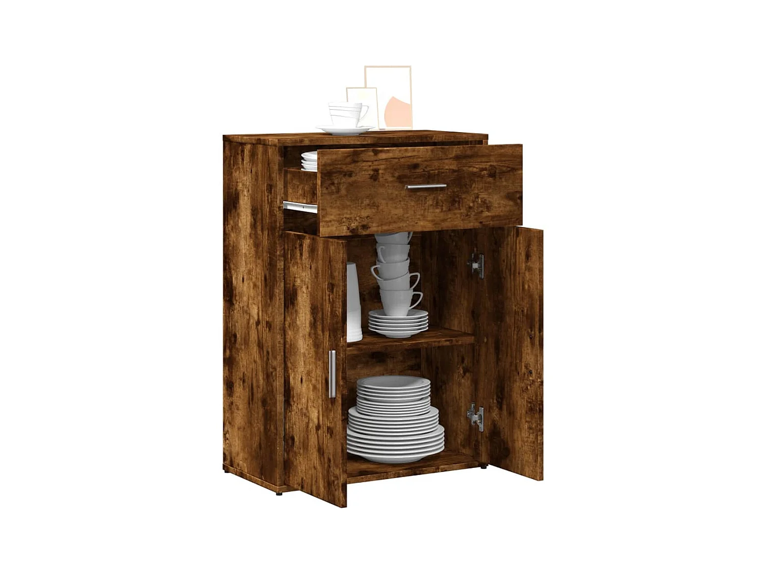 Buffet chêne fumé 60x30x84 bois d'ingénierie