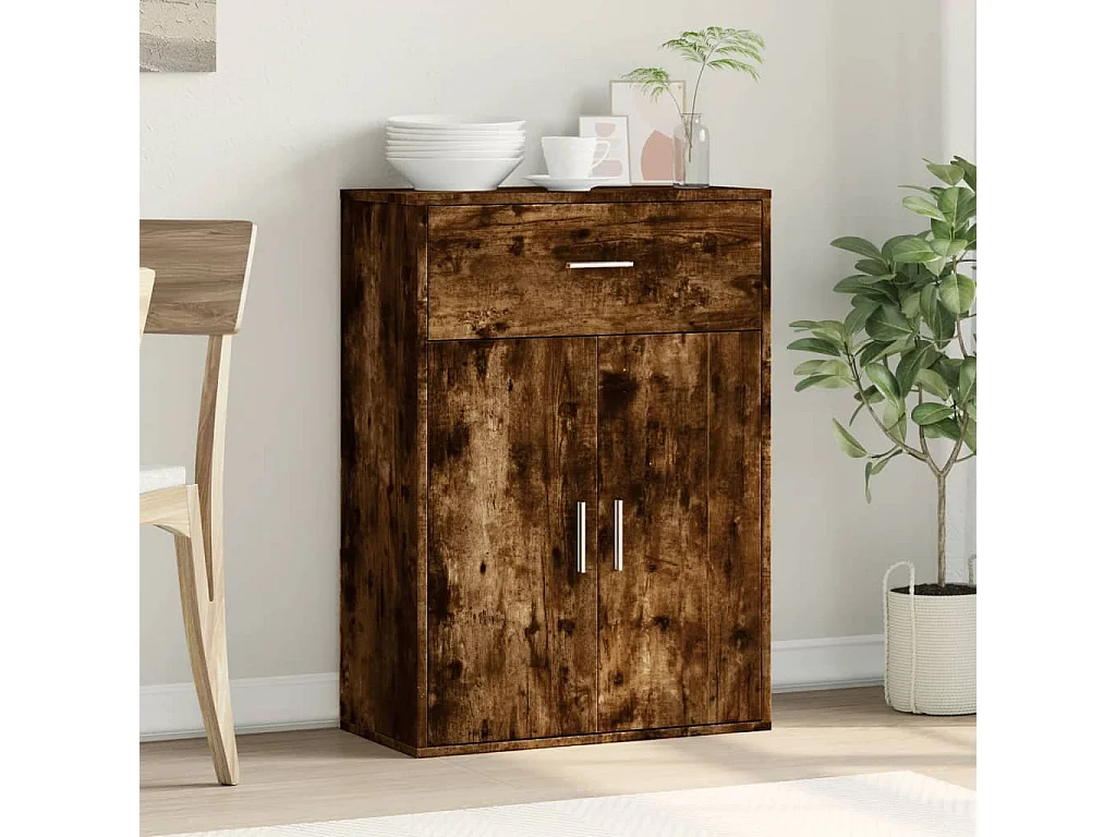 Buffet chêne fumé 60x30x84 bois d'ingénierie