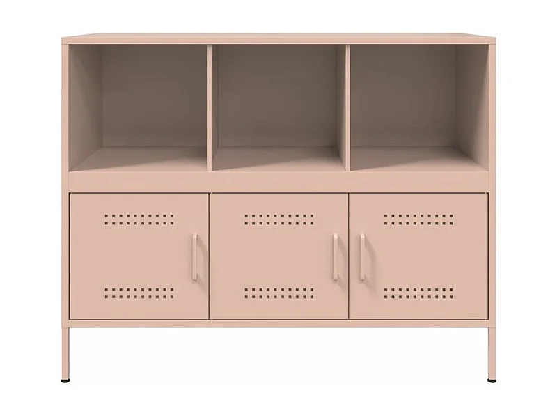 Meuble de rangement 3 portes 3 niches en acier Klavin 100cm - Style Industriel-Couleur Rose clair