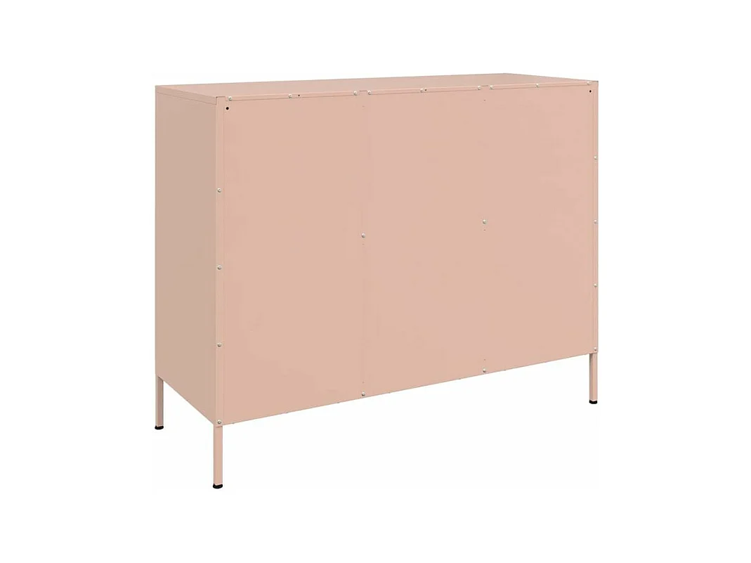 Meuble de rangement 3 portes 3 niches en acier Klavin 100cm - Style Industriel-Couleur Rose clair