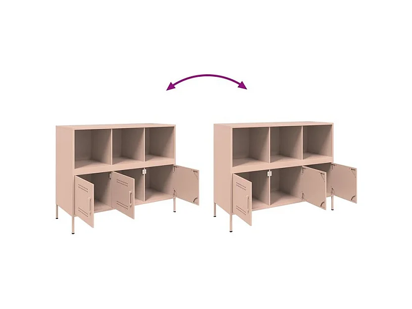 Meuble de rangement 3 portes 3 niches en acier Klavin 100cm - Style Industriel-Couleur Rose clair