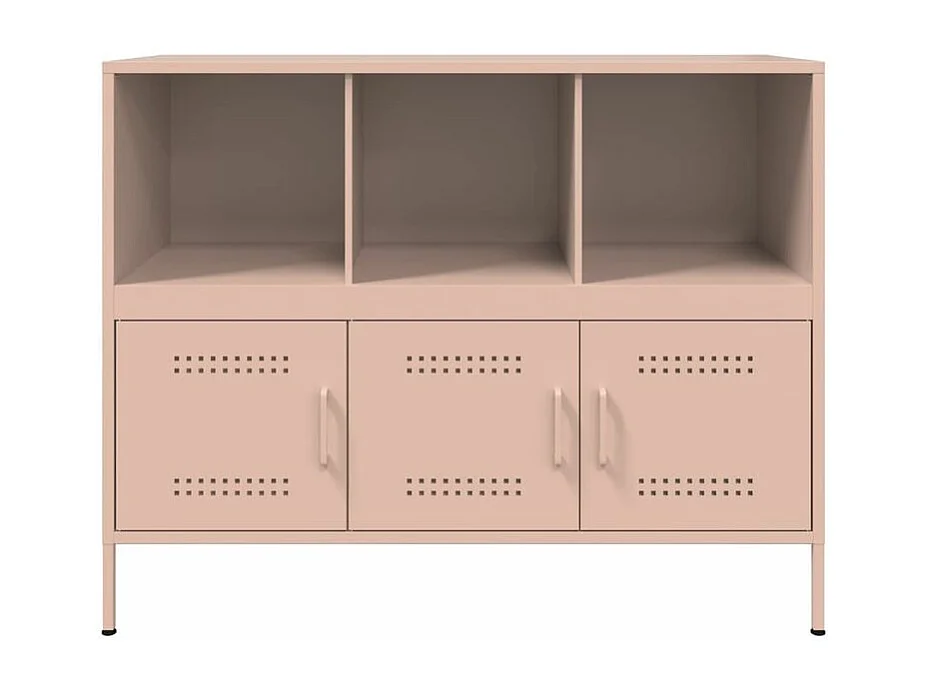 Meuble de rangement 3 portes 3 niches en acier Klavin 100cm - Style Industriel-Couleur Rose clair
