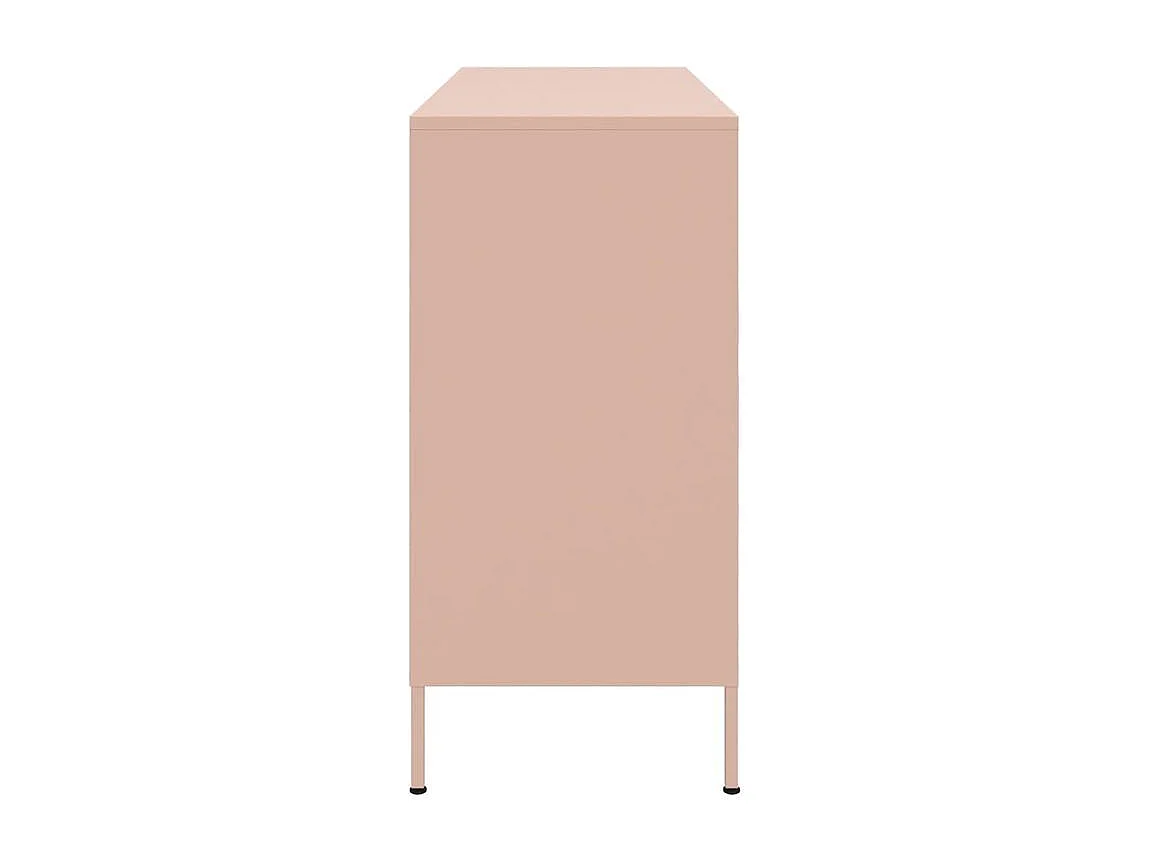 Meuble de rangement 3 portes 3 niches en acier Klavin 100cm - Style Industriel-Couleur Rose clair