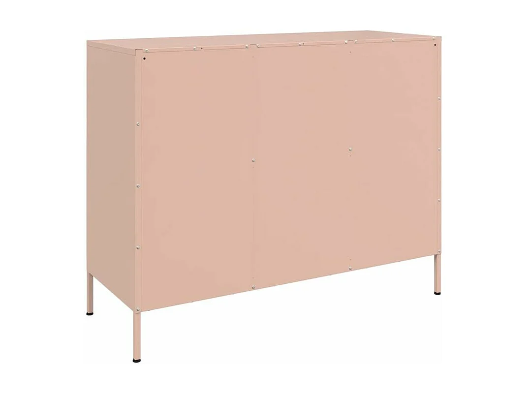 Meuble de rangement 3 portes 3 niches en acier Klavin 100cm - Style Industriel-Couleur Rose clair