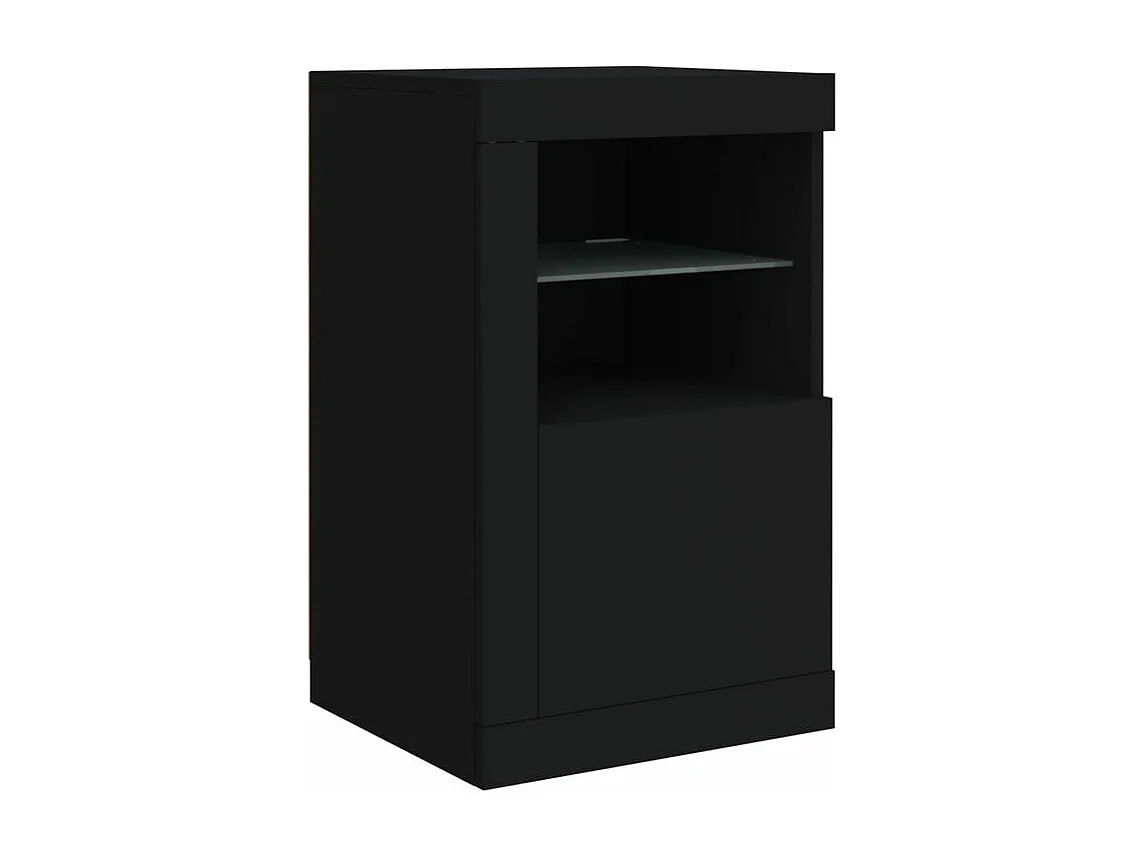 Buffet avec lumières LED noir 142,5x37x67