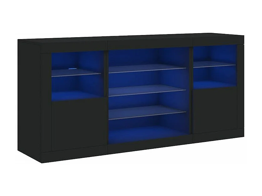 Buffet avec lumières LED noir 142,5x37x67