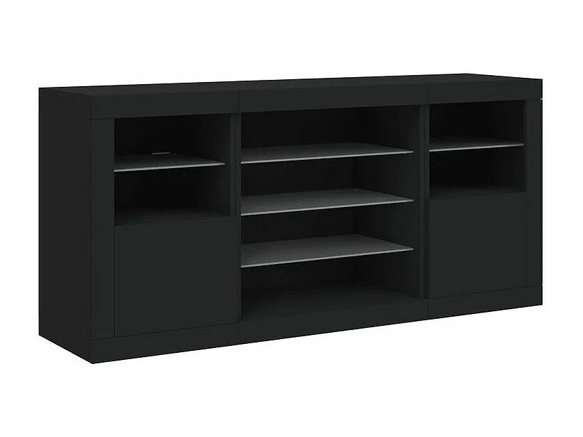 Buffet avec lumières LED noir 142,5x37x67