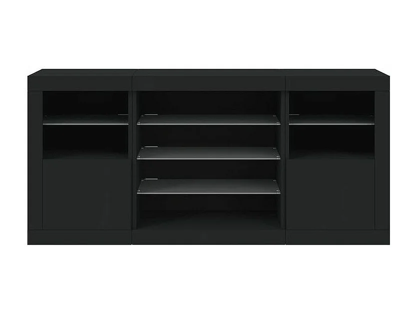 Buffet avec lumières LED noir 142,5x37x67