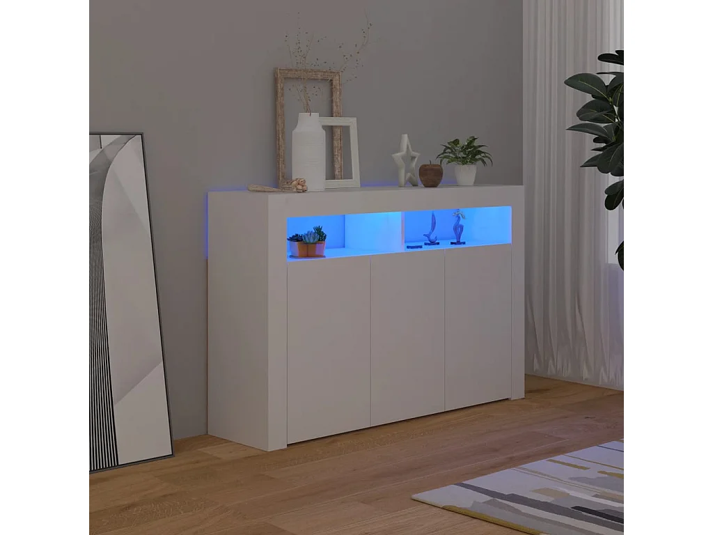Buffet avec lumières LED Blanc 115,5x30x75