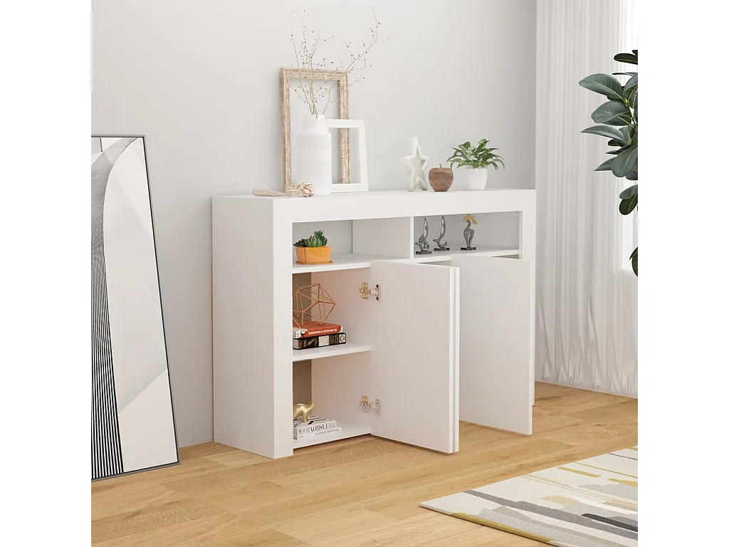 Buffet avec lumières LED Blanc 115,5x30x75