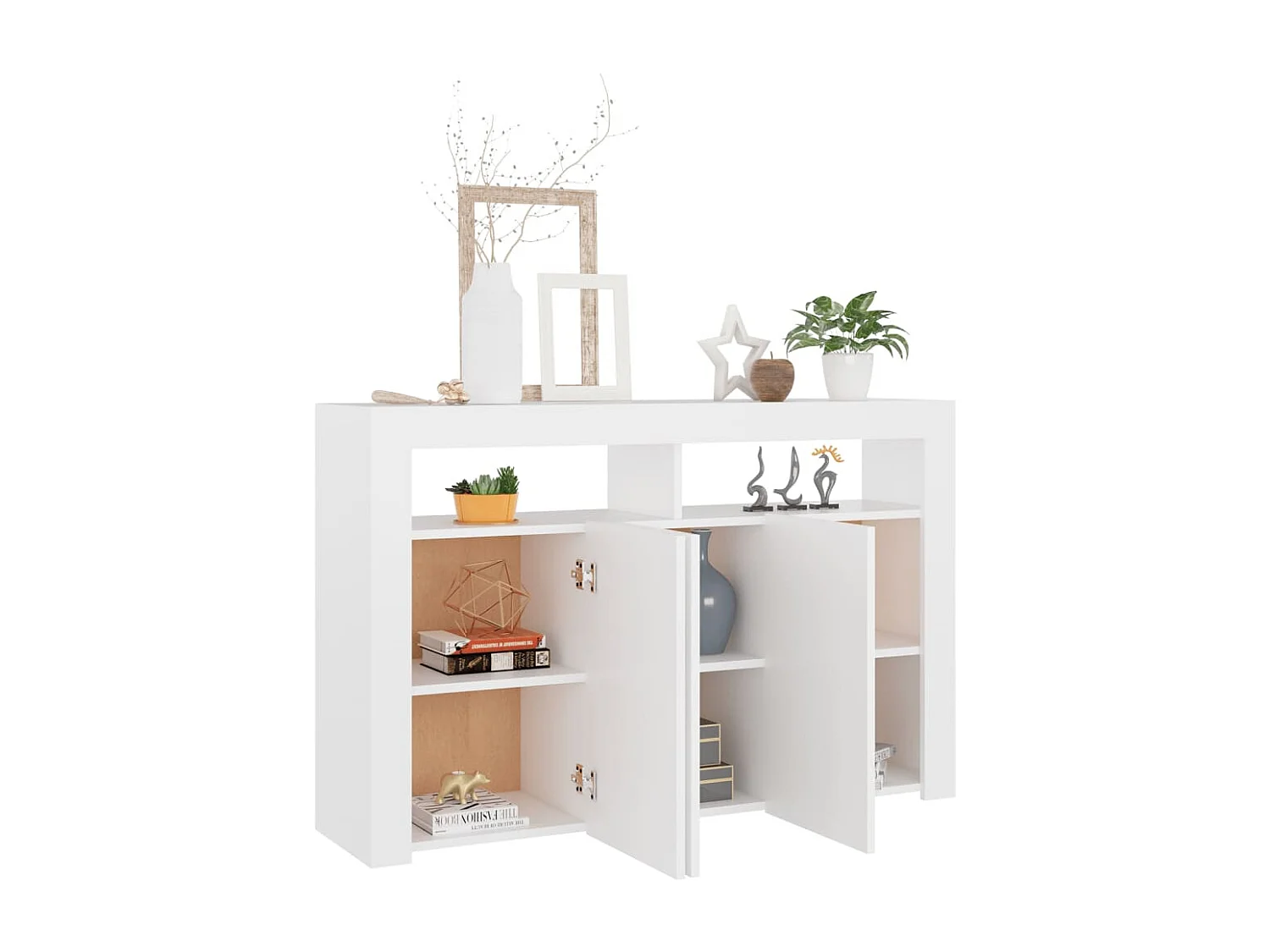 Buffet avec lumières LED Blanc 115,5x30x75