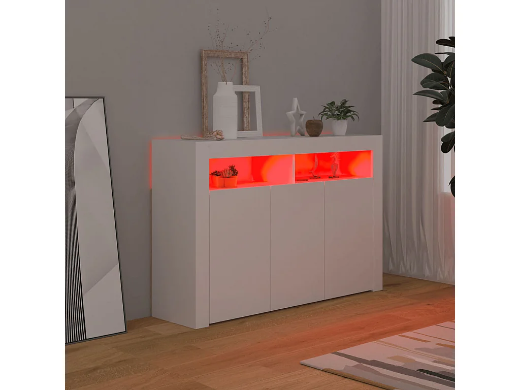 Buffet avec lumières LED Blanc 115,5x30x75