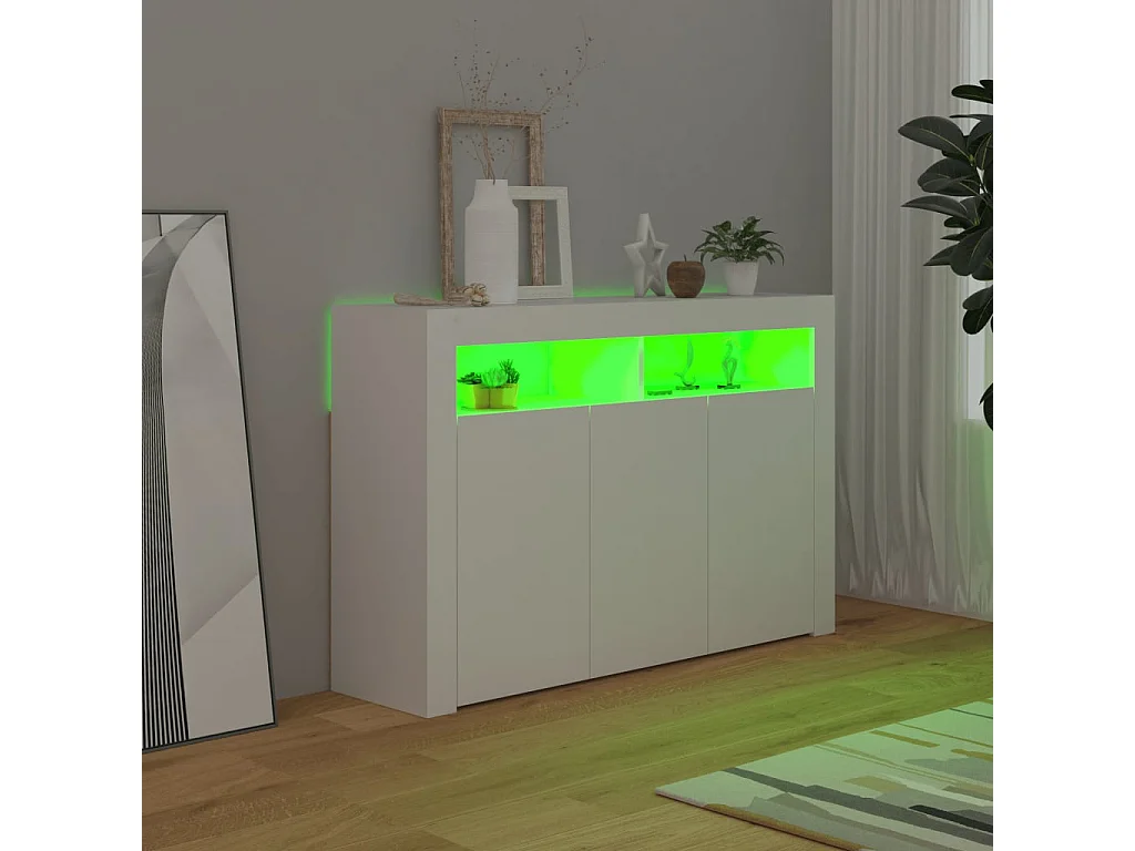 Buffet avec lumières LED Blanc 115,5x30x75