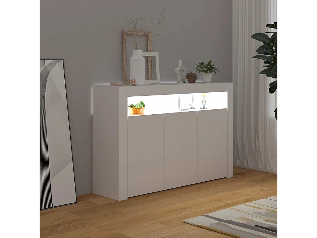 Buffet avec lumières LED Blanc 115,5x30x75