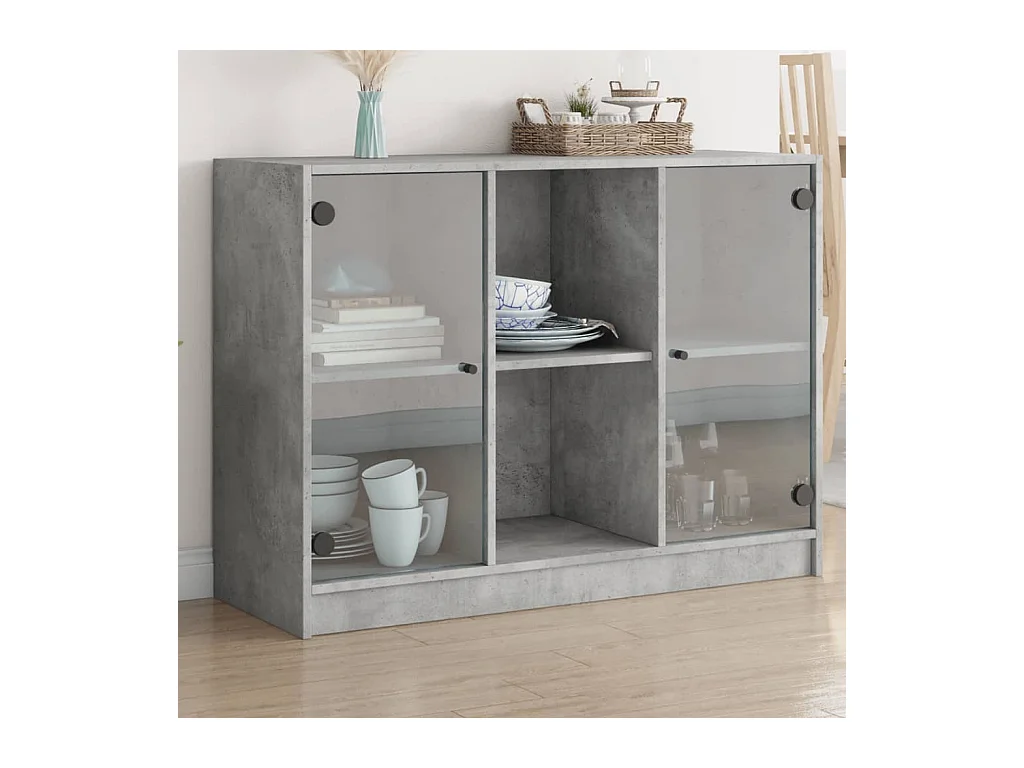Buffet gris béton 102x37x75,5 bois d'ingénierie