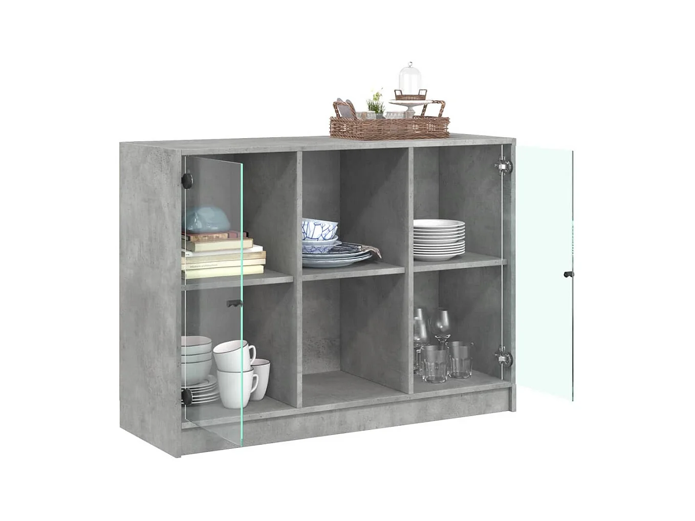 Buffet gris béton 102x37x75,5 bois d'ingénierie