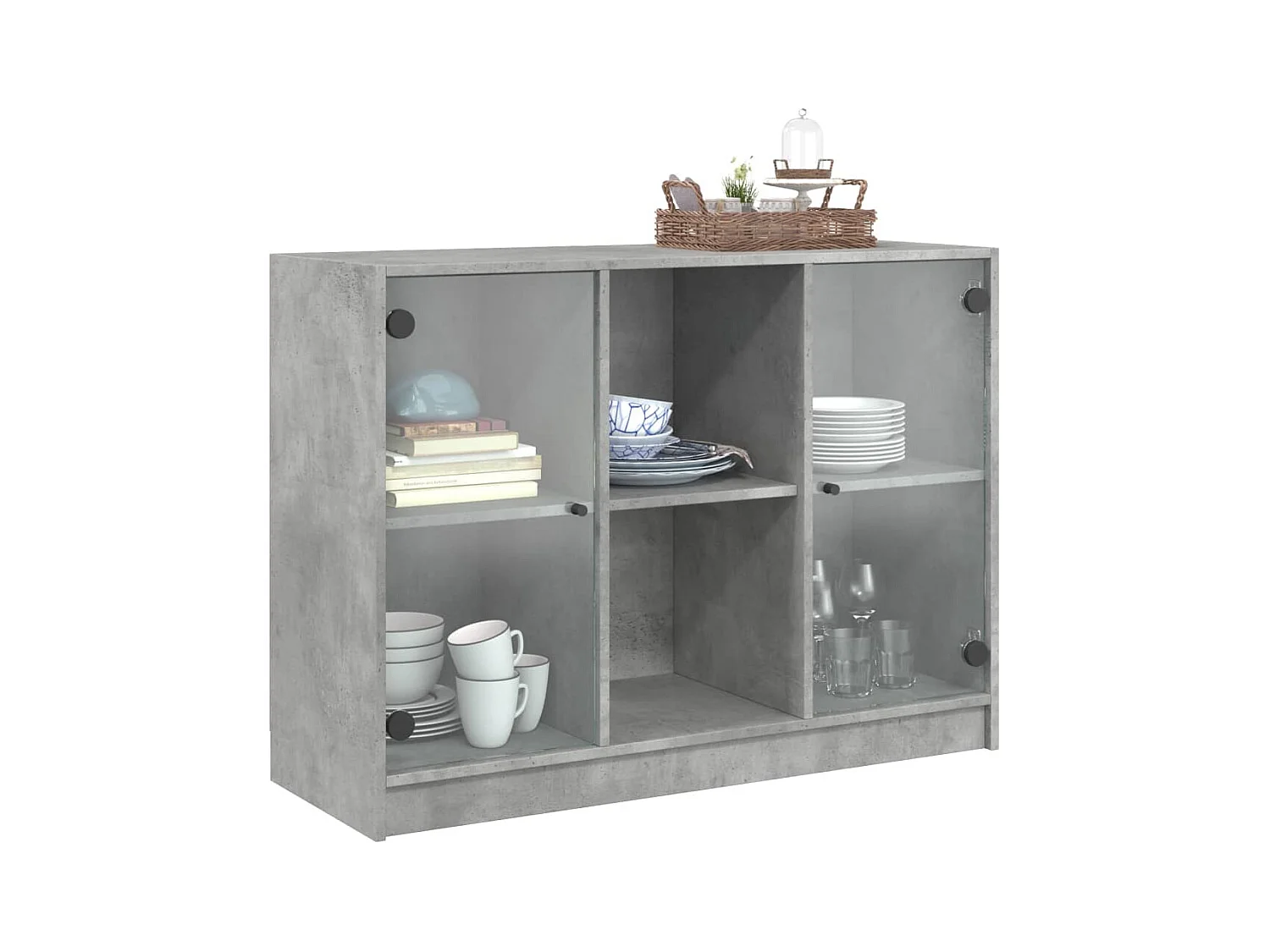 Buffet gris béton 102x37x75,5 bois d'ingénierie