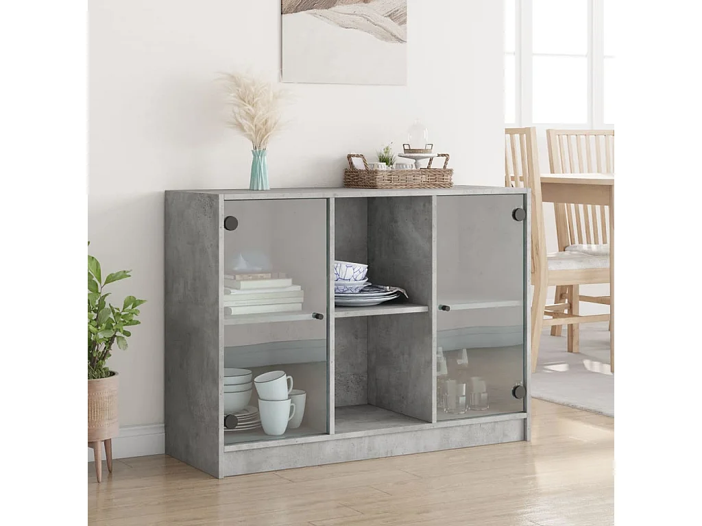 Buffet gris béton 102x37x75,5 bois d'ingénierie