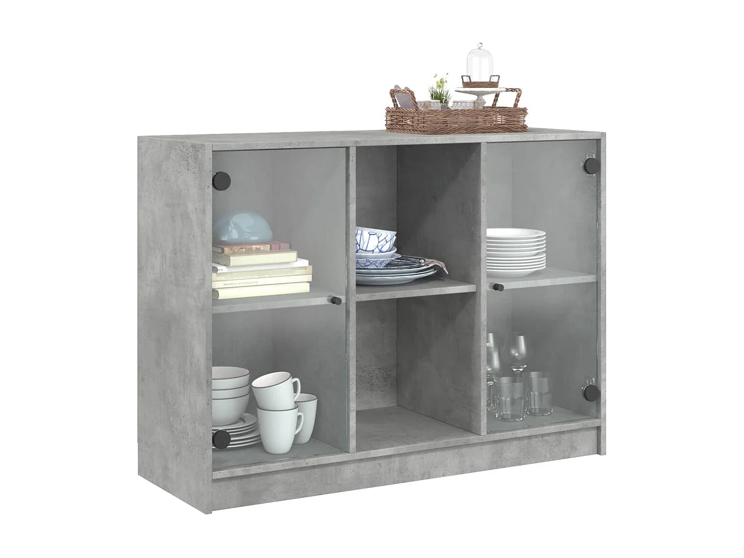 Buffet gris béton 102x37x75,5 bois d'ingénierie