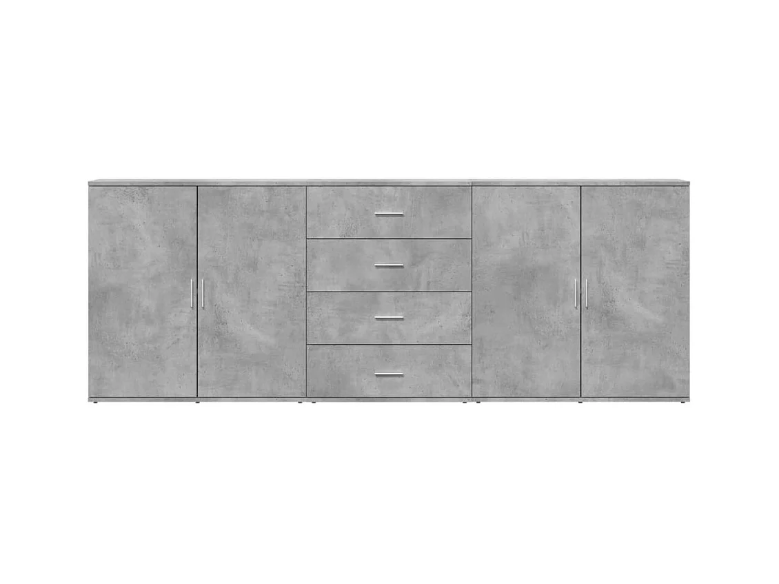 Buffets 3 pcs gris béton bois d'ingénierie