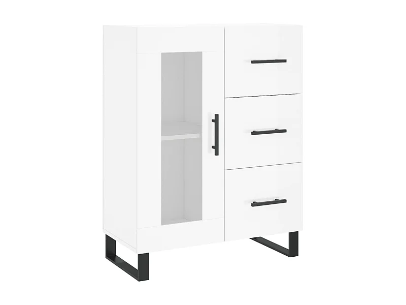 Buffet Blanc brillant 69,5x34x90 Bois d'ingénierie