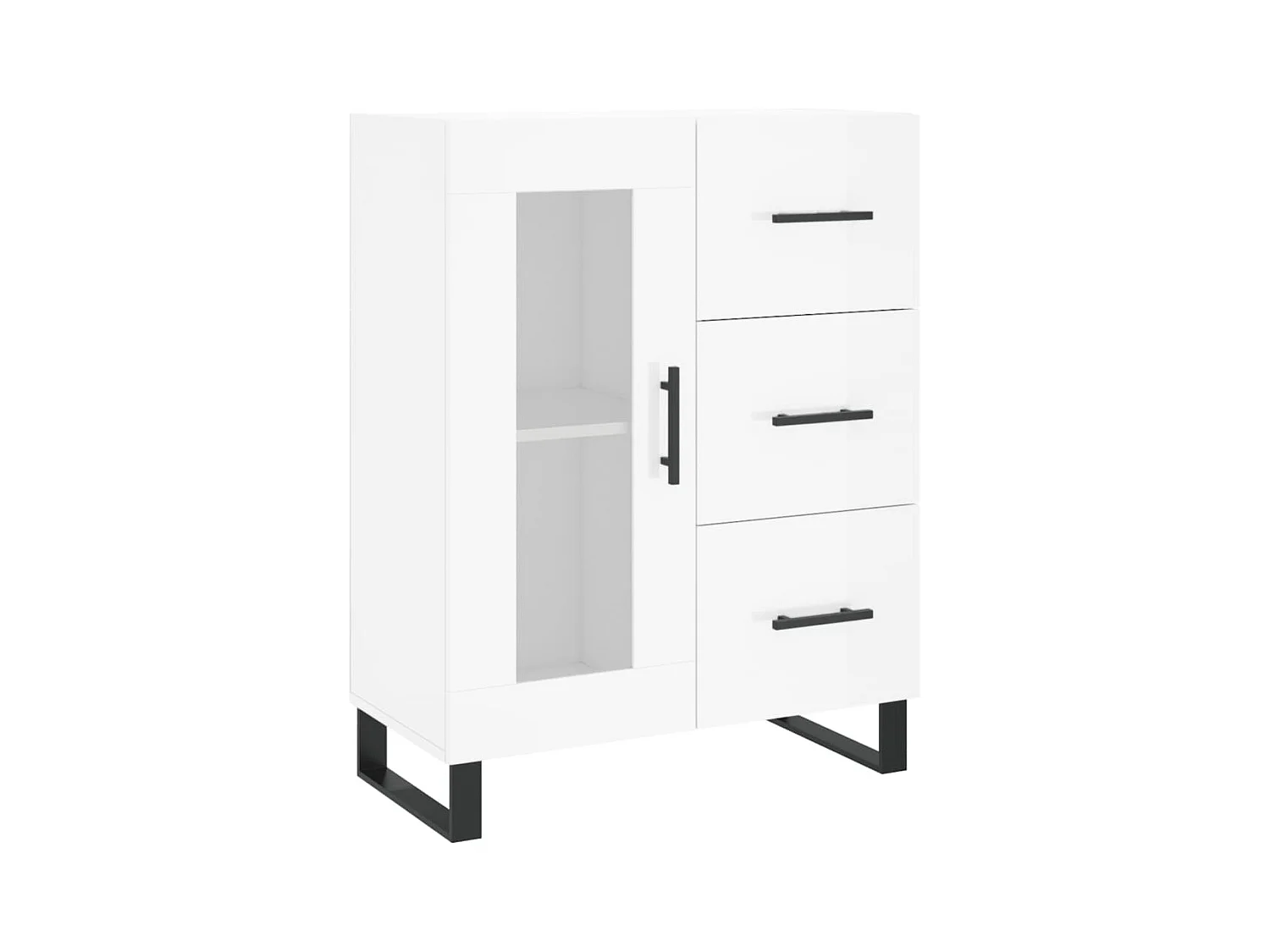 Buffet Blanc brillant 69,5x34x90 Bois d'ingénierie