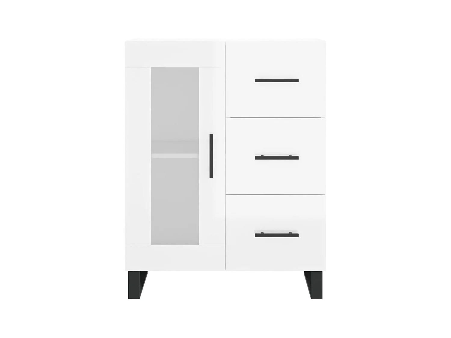 Buffet Blanc brillant 69,5x34x90 Bois d'ingénierie