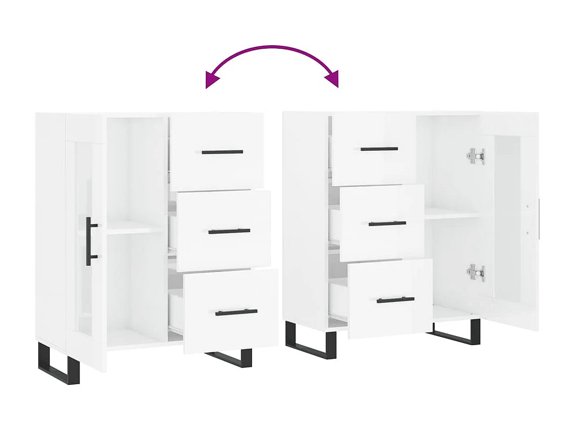 Buffet Blanc brillant 69,5x34x90 Bois d'ingénierie