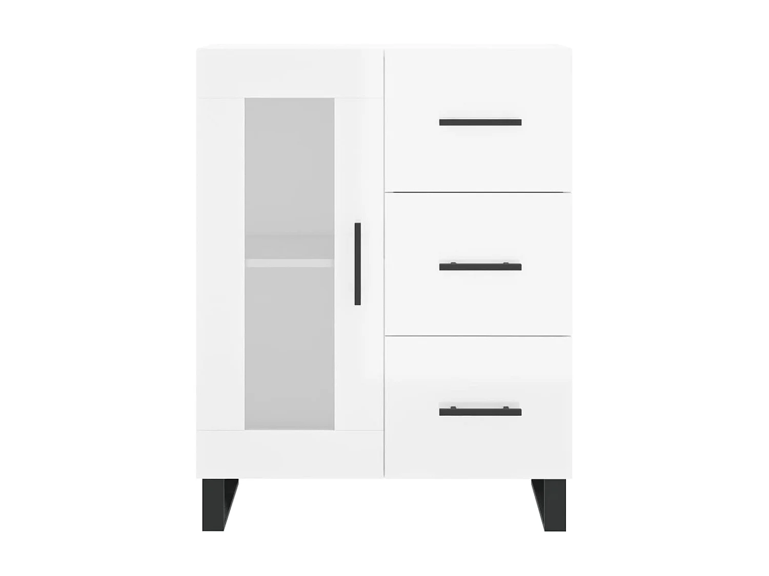 Buffet Blanc brillant 69,5x34x90 Bois d'ingénierie