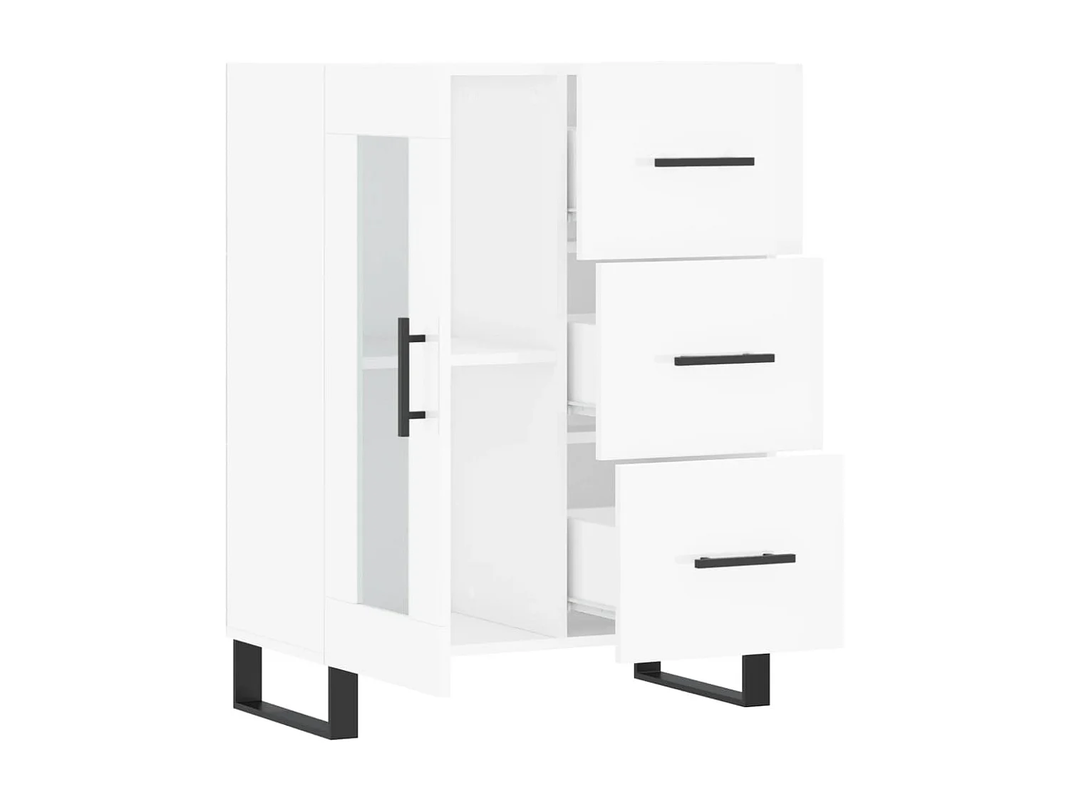 Buffet Blanc brillant 69,5x34x90 Bois d'ingénierie