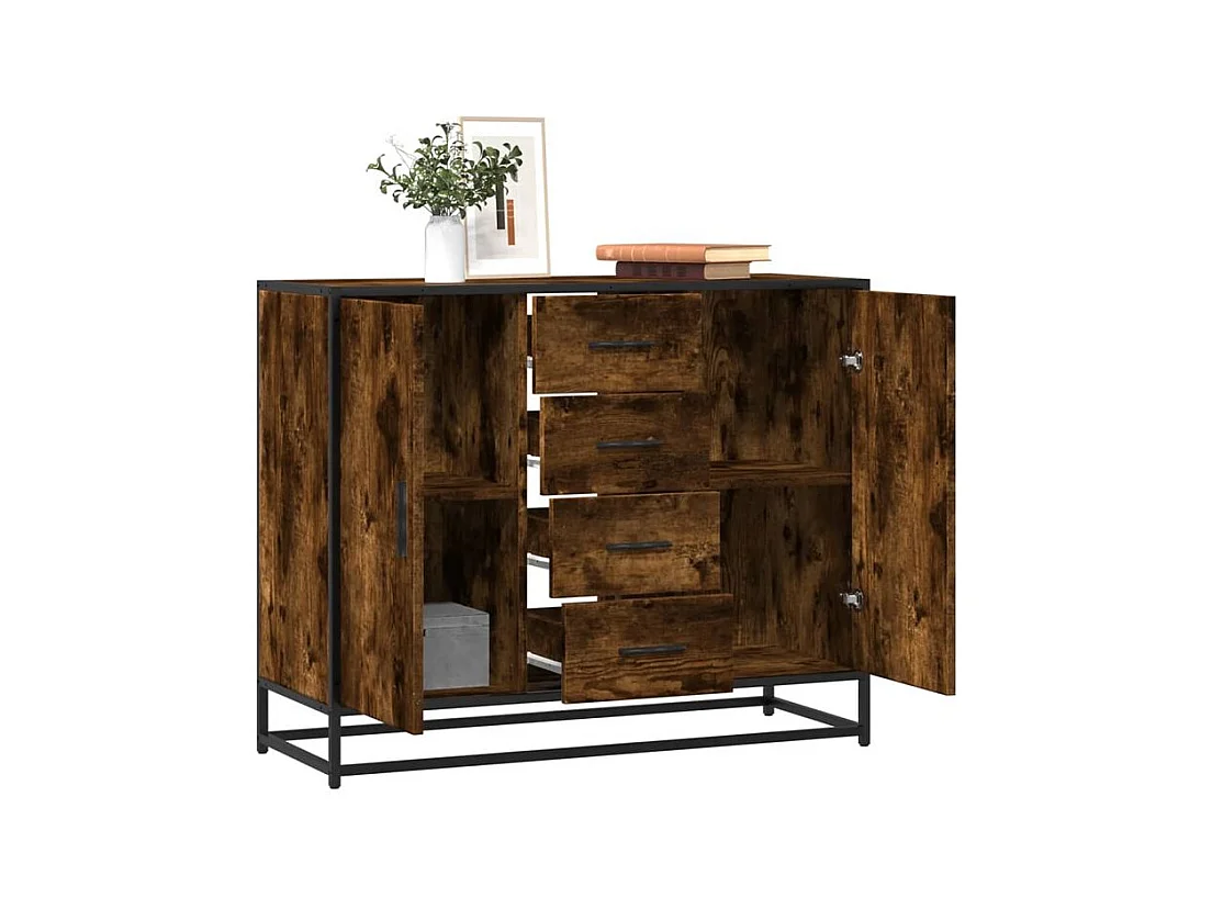 Buffet chêne fumé 92x35x76 bois d'ingénierie