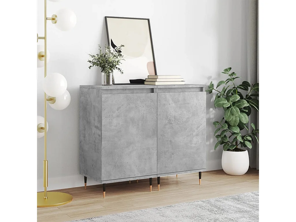Buffets 2 pcs gris béton 40x35x70 bois d'ingénierie