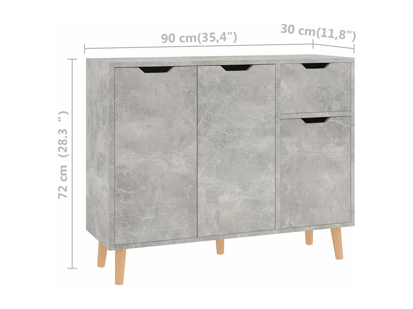 Buffet Gris béton 90x30x72