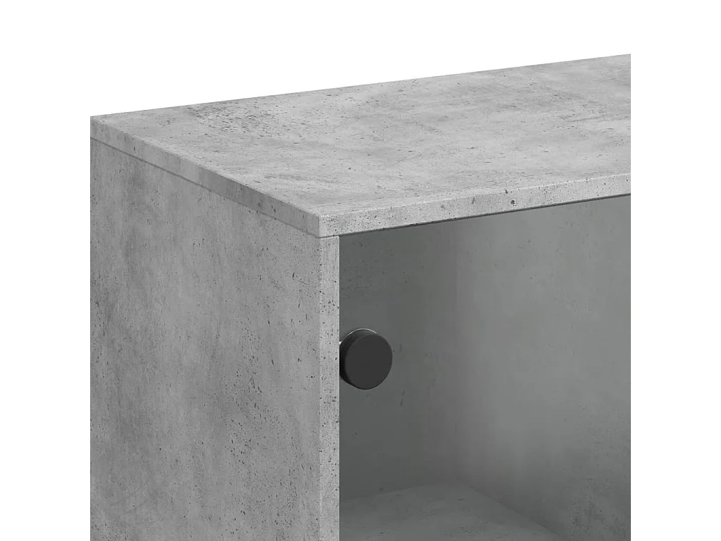 Armoire latérale avec portes en verre gris béton 69x37x100