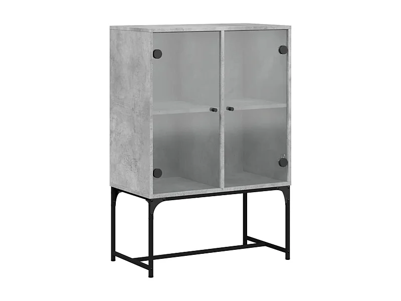 Armoire latérale avec portes en verre gris béton 69x37x100