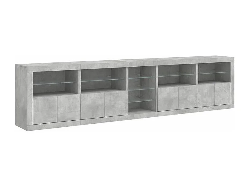 Buffet avec lumières LED gris béton 283x37x67