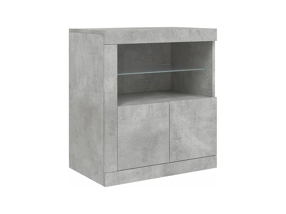 Buffet avec lumières LED gris béton 283x37x67