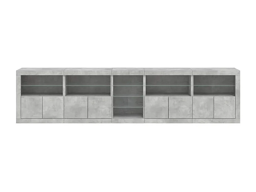Buffet avec lumières LED gris béton 283x37x67