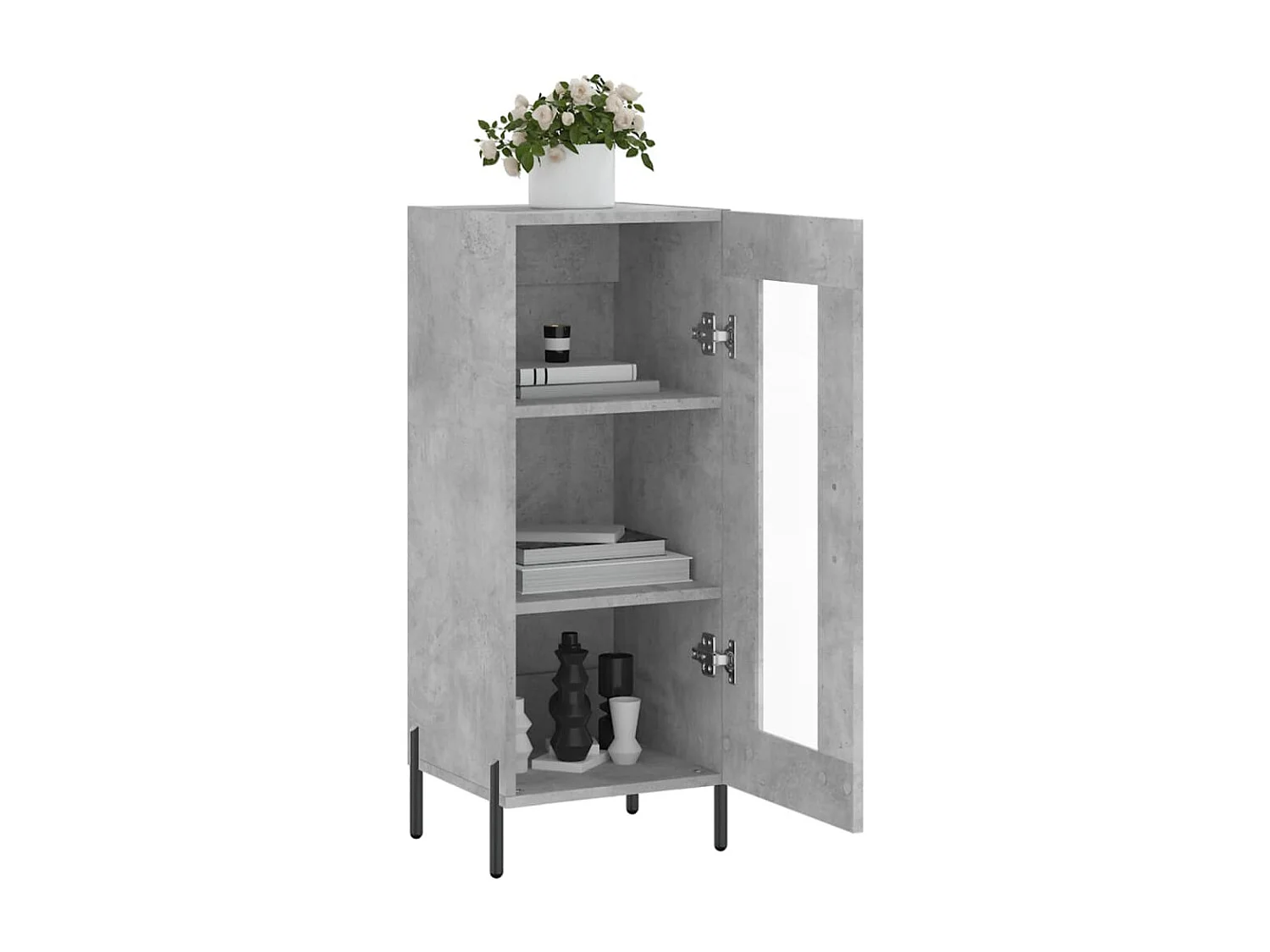 Buffet Gris béton 34,5x34x90 Bois d'ingénierie