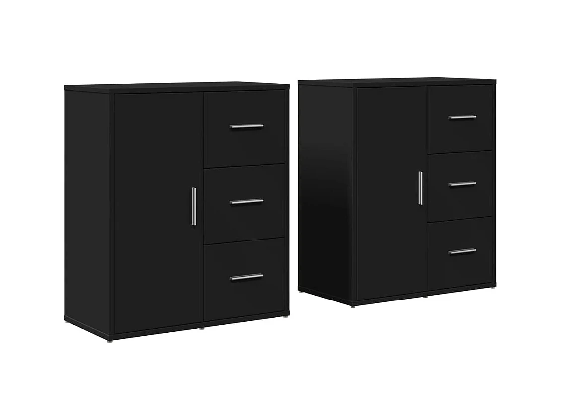 Buffets 2 pcs noir 60x31x70 bois d'ingénierie