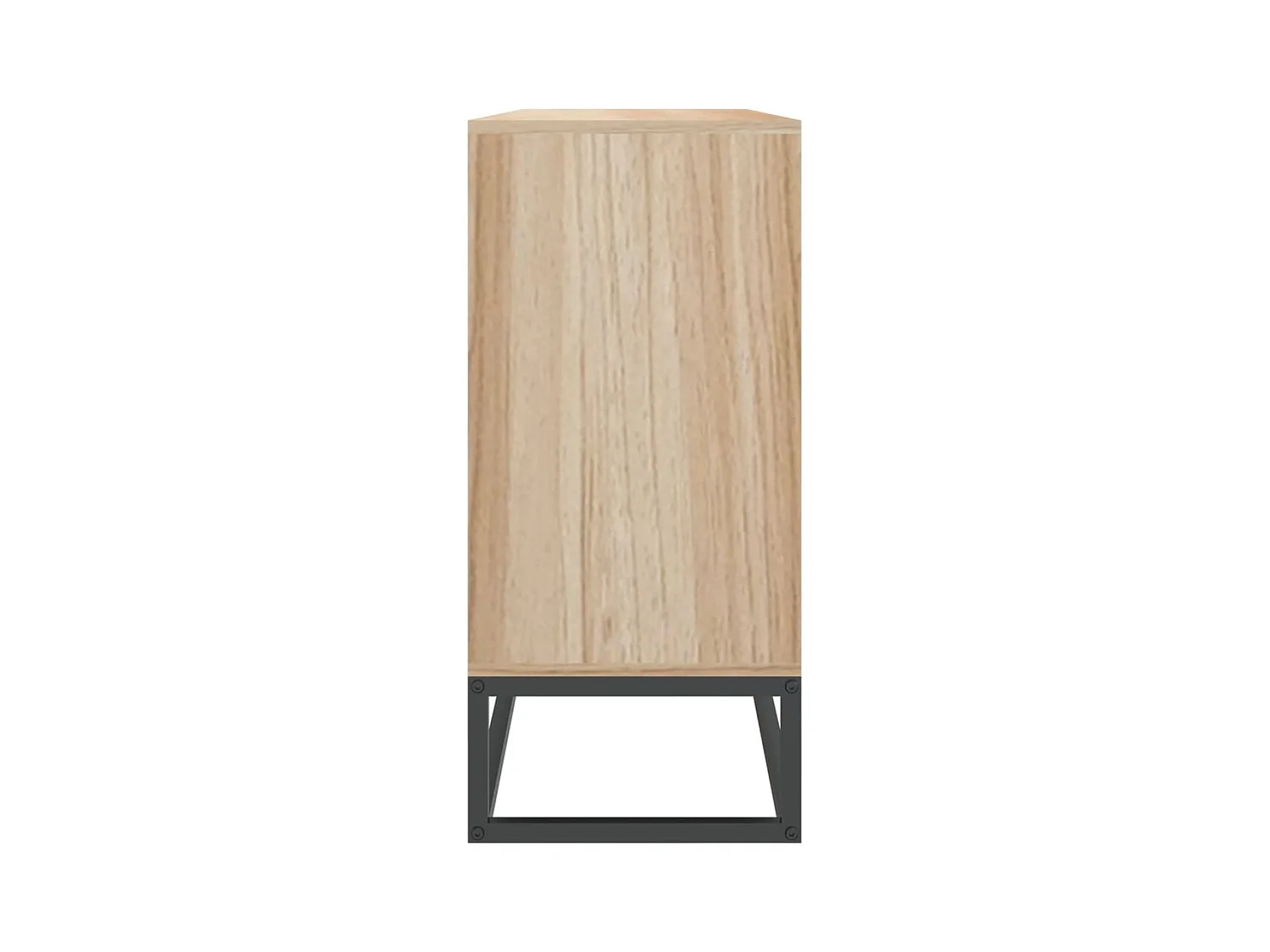 Petit buffet en bois naturel 2 portes 2 étagères et pieds en métal noir 105cm - Modèle Bolivia-Couleur Naturel