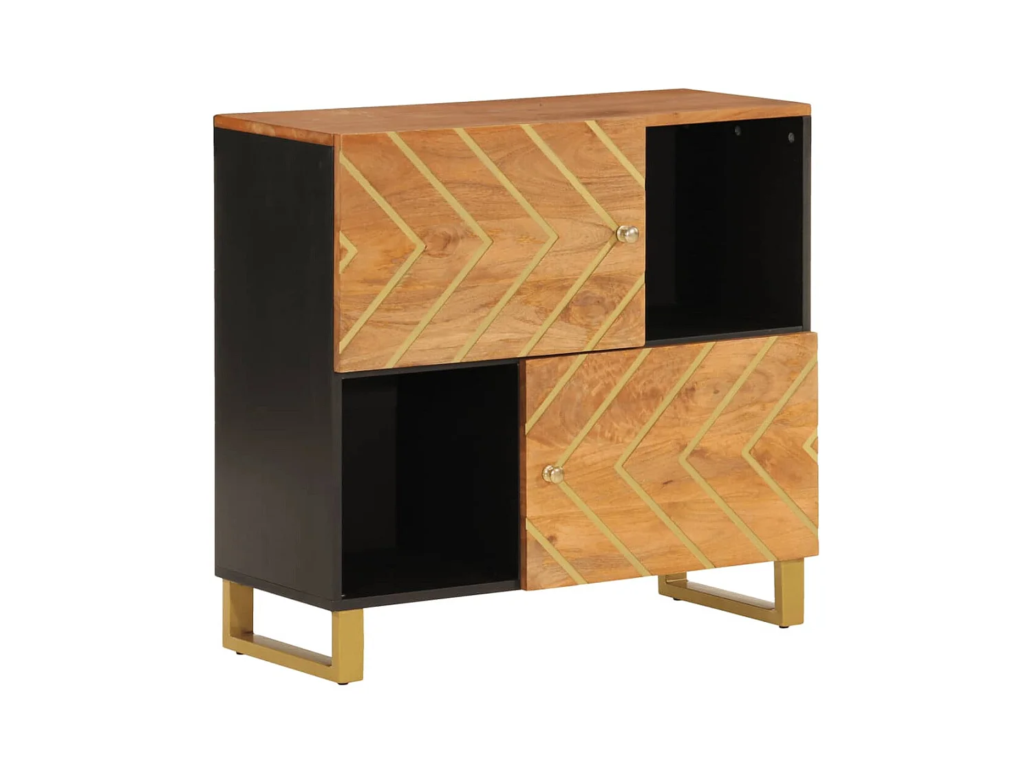 Armoire latérale marron et noir 80x33,5x75 bois de manguier