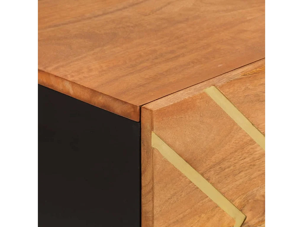 Armoire latérale marron et noir 80x33,5x75 bois de manguier