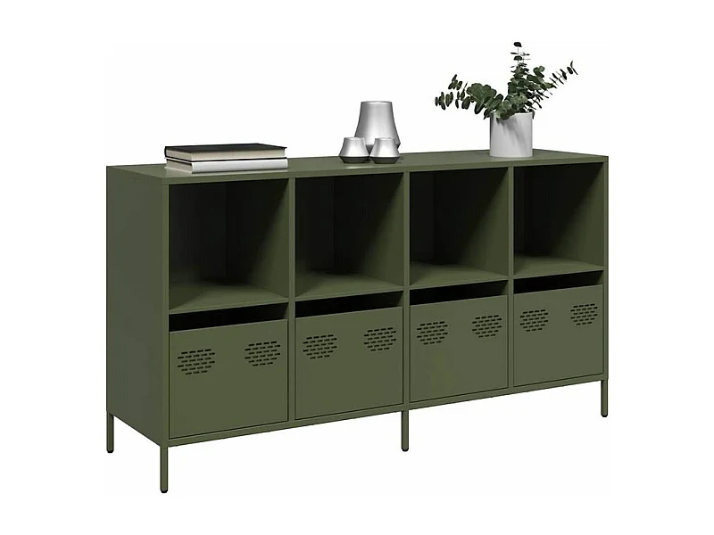 Buffet vert olive 135x39x73,5 acier laminé à froid