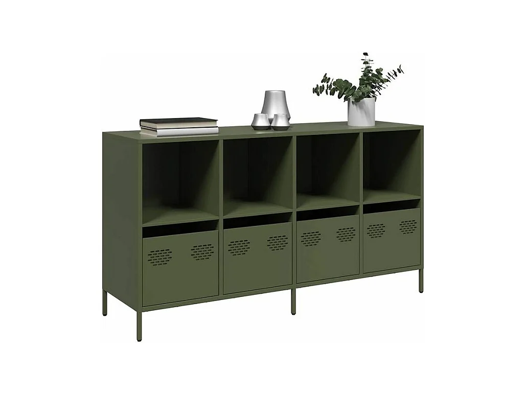 Buffet vert olive 135x39x73,5 acier laminé à froid