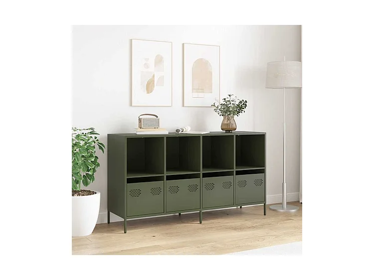 Buffet vert olive 135x39x73,5 acier laminé à froid