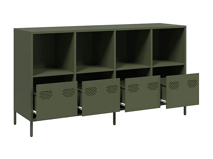 Buffet vert olive 135x39x73,5 acier laminé à froid